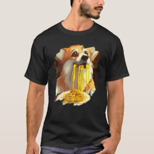 Camiseta Corgi Comendo Espaguete Massas Massas Cachorro Ita