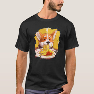 Camiseta Corgi Comendo Espaguete Massas Massas Cachorro Ita