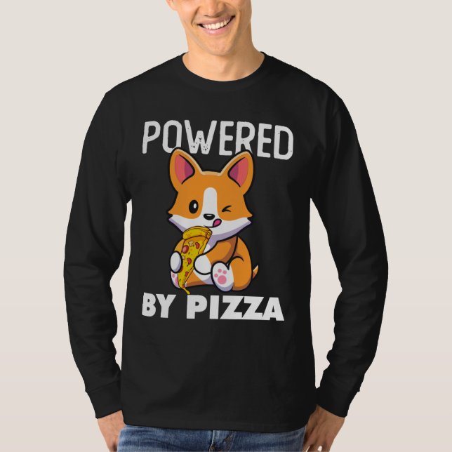 Camiseta Corgi Comendo Pizza Engraçada Corgi Pizza 88 (Frente)