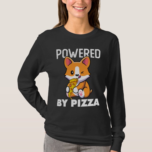 Camiseta Corgi Comendo Pizza Engraçada Corgi Pizza 88 (Frente)