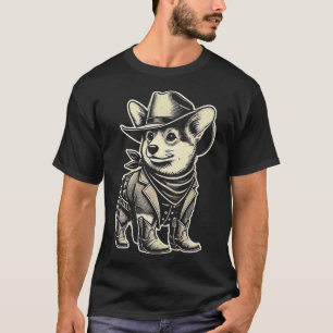 Camiseta Corgi Cowboy Cowgirl Corgi Cão Country Western