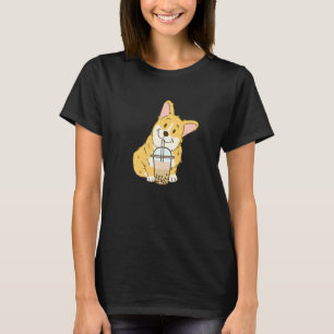 Camiseta Corgi-Cute e Boba-Dog-Bubble milk Tea