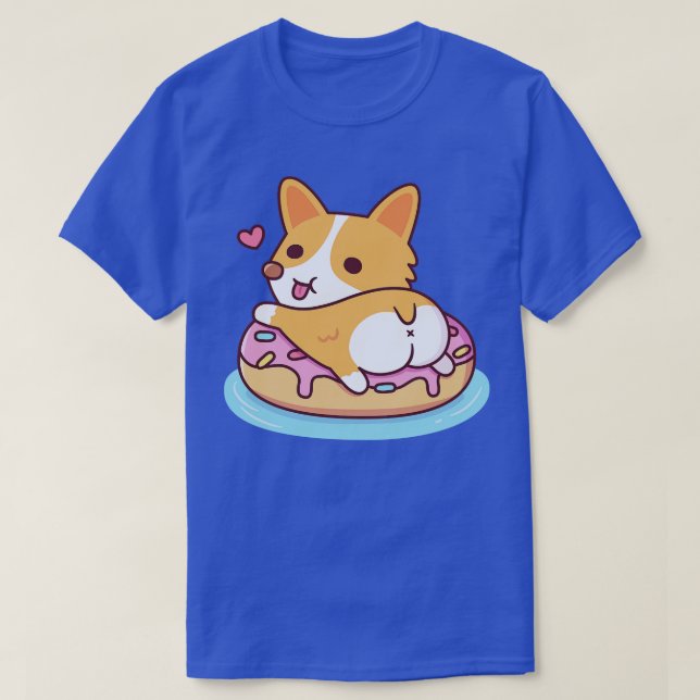Camiseta Corgi Cute Mostrando Booty Na Piscina Da Rosquinha (Frente do Design)