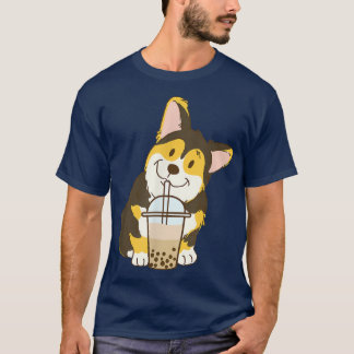 Camiseta Corgi De Cor Tripla E Chá De Bolha De Cão