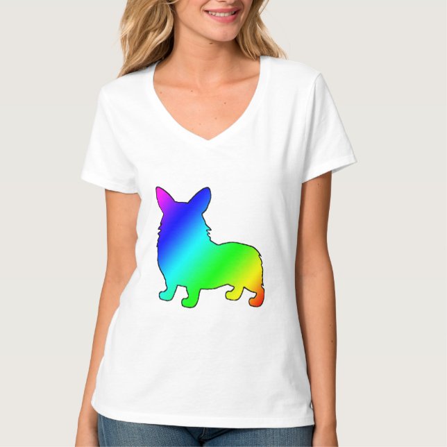 Camiseta Corgi de Galês do arco-íris (Frente)