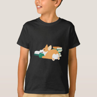 Camiseta Corgi de Galês que lê um leitor ávido do