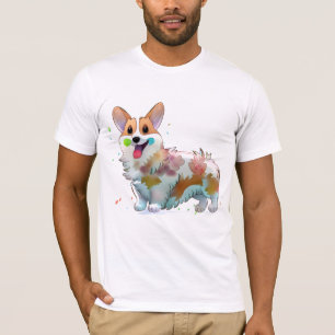 Camiseta Corgi de laranja-branca para um humor positivo
