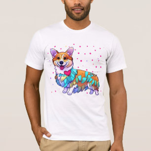 Camiseta Corgi de laranja-branca para um humor positivo