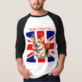Camiseta Corgi de Natal Britânico com Reindeer Antlers