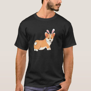 Camiseta Corgi de Páscoa com Fantasia de Orelhas de Coelho