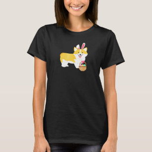 Camiseta Corgi de Páscoa com Orelhas de Coelho