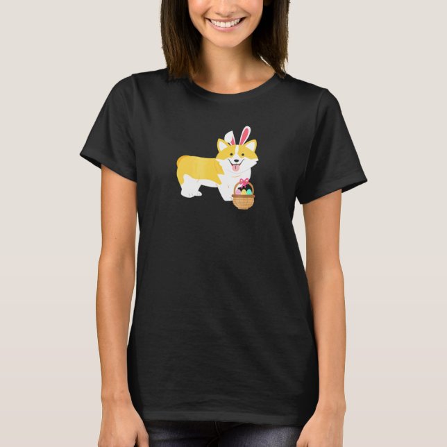 Camiseta Corgi de Páscoa com Orelhas de Coelho (Frente)