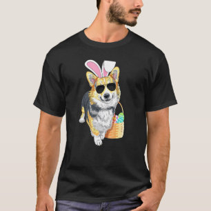 Camiseta Corgi de Páscoa Preto e Marrom