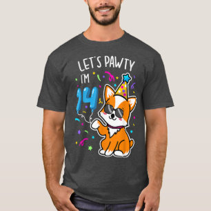 Camiseta Corgi Deixa Pawty Im 14 Aniversário De 14 Anos