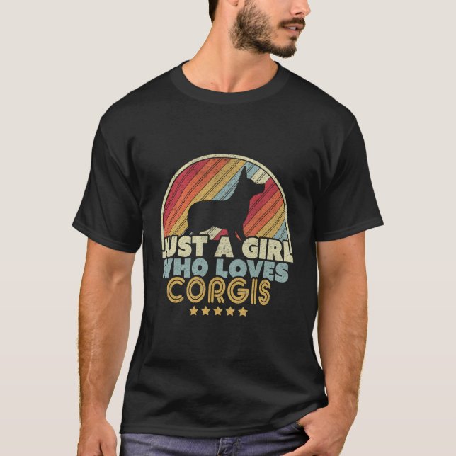 Camiseta Corgi Design Retro Apenas Uma Menina Que Ama Corgi (Frente)