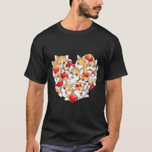 Camiseta Corgi Dia dos Namorados Coração Cachorro Meninos A