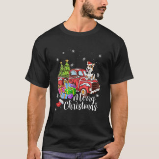 Camiseta Corgi Dirigindo Caminhão Vermelho Xmas Feliz Natal