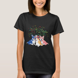 Camiseta Corgi Dog 4th Of Julho T American Flag For Corgi