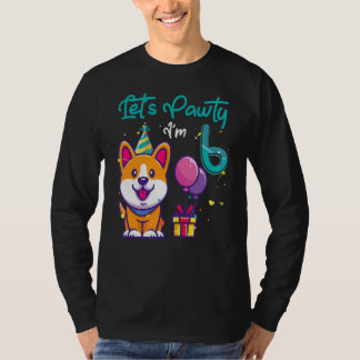 Camiseta Corgi Dog 6 Birthday Vamos Partido Ou