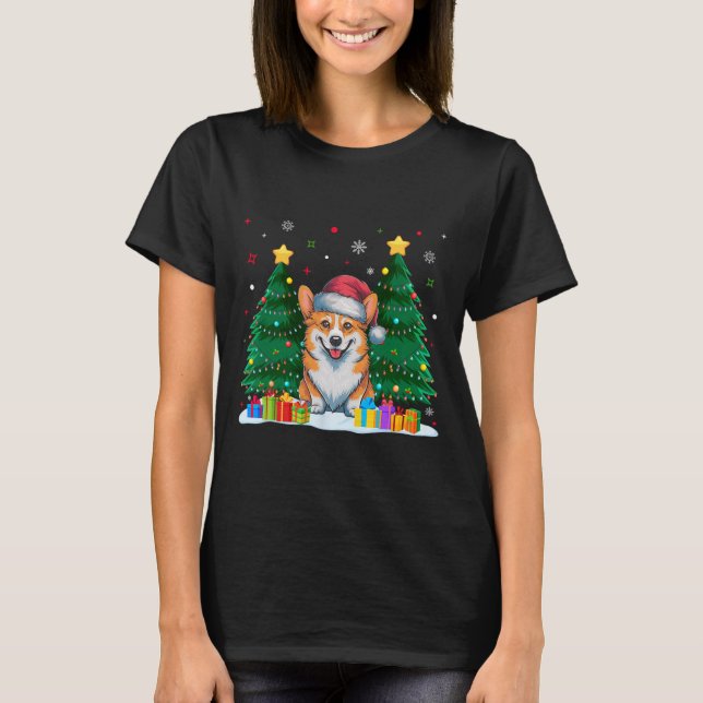 Camiseta Corgi Dog Amava Santa Hat Moletom De Natal Feio (Frente)
