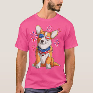 Camiseta Corgi Dog American Bandeira 4 De Julho Men Corgi