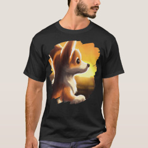 Camiseta Corgi Dog Art Sunset Vintage Retro Corgis Cães200