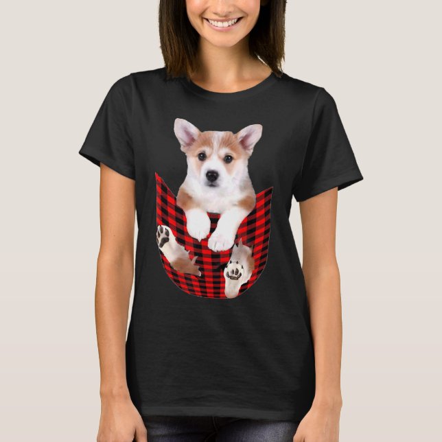 Camiseta Corgi Dog Big In Pocket Idea Pai Mãe (Frente)