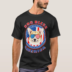 Camiseta Corgi Dog Bless America Flag Usa Patriotic 4th Of