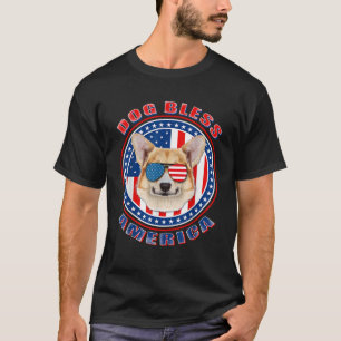 Camiseta Corgi Dog Bless America Flag USA Patriotic 4th Of