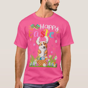 Camiseta Corgi Dog Bunny Egg Caçando Funny Corgi Happy East