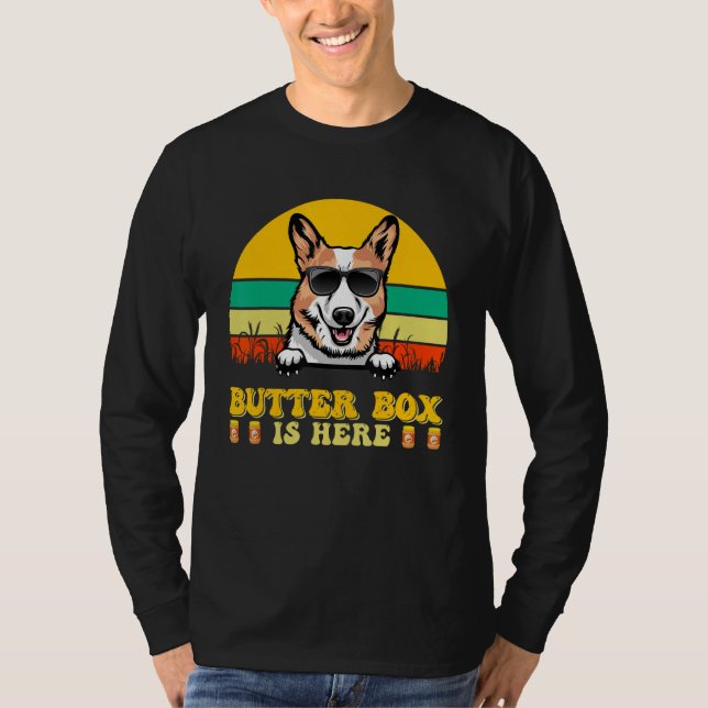 Camiseta Corgi Dog Butter Box Is Here Father s Day (Frente)