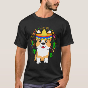 Camiseta Corgi Dog Cinco De Mayo Celebração De Maio