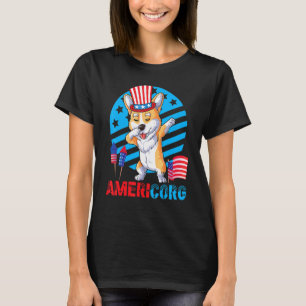 Camiseta Corgi Dog Dabbing Independência 4 de julho Americo