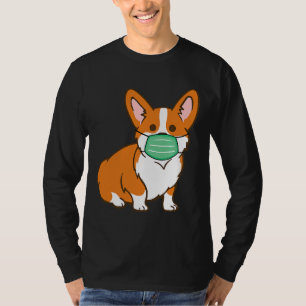 Camiseta Corgi Dog Face Mask Social Distancing Antivírus