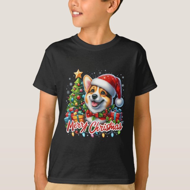 Camiseta Corgi Dog Feliz Natal Corgmas Matando Natal (Frente)