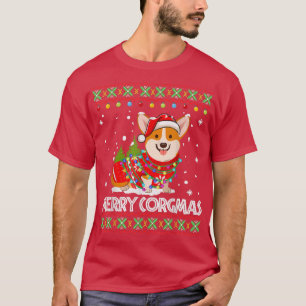 Camiseta Corgi Dog Feliz Papais noeis de Natal Corgi Ugly C