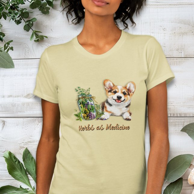 Camiseta Corgi Dog Herbs como Medicina (Criador carregado)