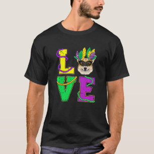 Camiseta Corgi Dog I Love Puppy Mardi Gras Men Women Kids