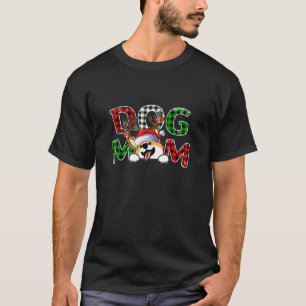 Camiseta Corgi Dog Mãe Buffalo Xadrez Xmas Pajama Reindeer 