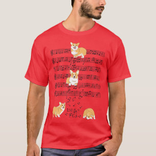 Camiseta Corgi Dog Music Note Clef Musical Cute Corgi Dog2