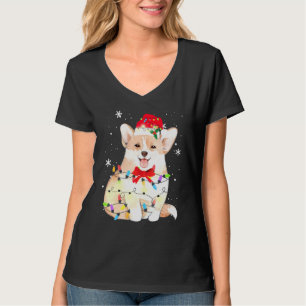 Camiseta Corgi Dog Natal Light Xmas Pai Mãe