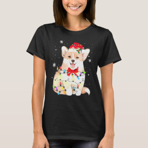 Camiseta Corgi Dog Natal Light Xmas Pai Mãe