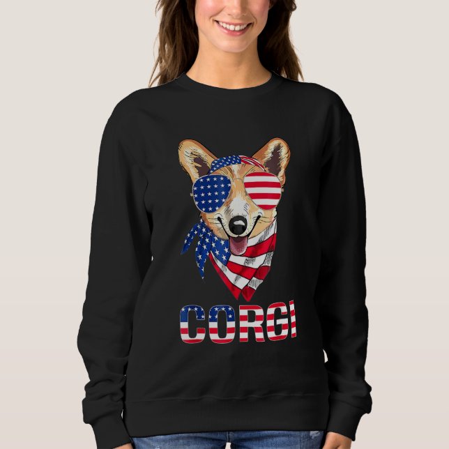 Camiseta Corgi Dog Óculos De Sol Bandeira Americana 4º De J (Frente)