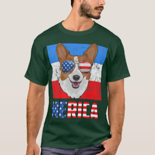 Camiseta Corgi Dog Patriotic USA 4th of July American Flag