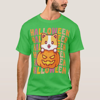 Camiseta Corgi Dog Pumpkin 70s 80s Retro Vintage Style Hall