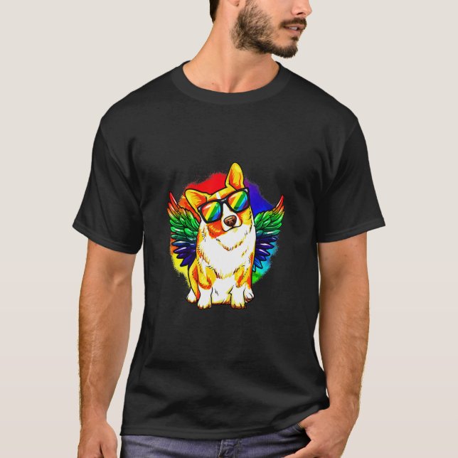 Camiseta Corgi Dog Rainbow Pride (Frente)