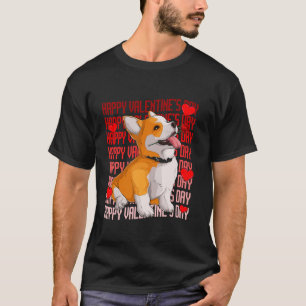 Camiseta Corgi Dog Red Hearts Happy Valentines Day Boy