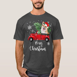 Camiseta Corgi Dog Ride Red Truck Natal Pajama