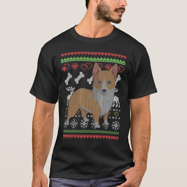 Camiseta Corgi Dog Santa Claus Ugly Natal Padrão X Mas (Frente)
