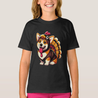 Camiseta Corgi Dog Turkey Fumaça de Ação de Graças